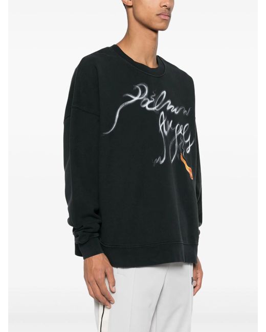 Palm Angels Black Foggy Sweatshirt With Print for men