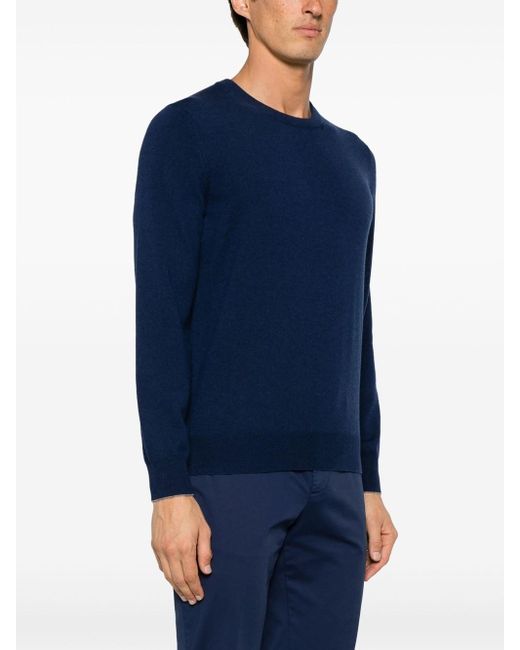 Brunello Cucinelli Blue Cashmere Crewneck Sweater for men