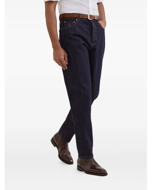 Brunello Cucinelli Blue Jeans With Embroidery for men