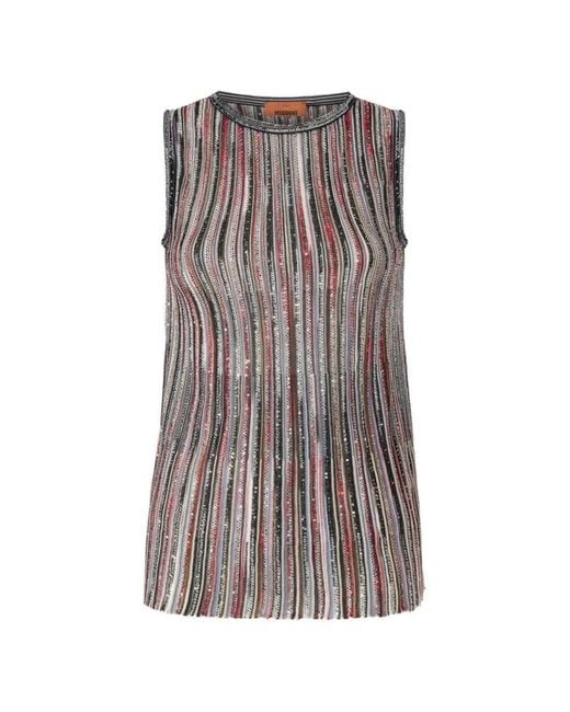 Missoni Brown Striped Top Decorated With Sequins