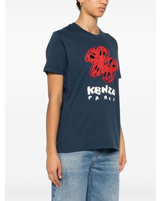 KENZO Blue T-Shirt With Embroidery