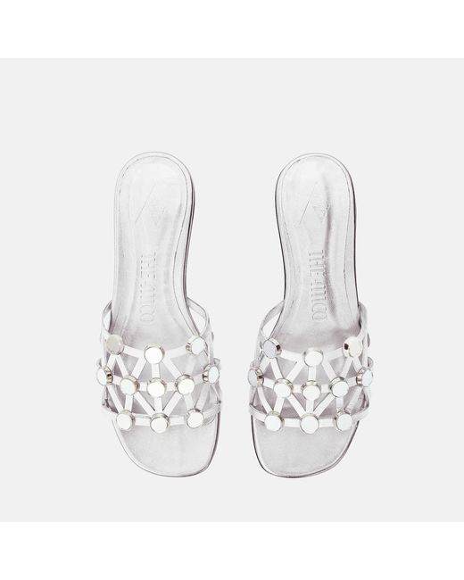 The Attico White Grid' Slide Flat