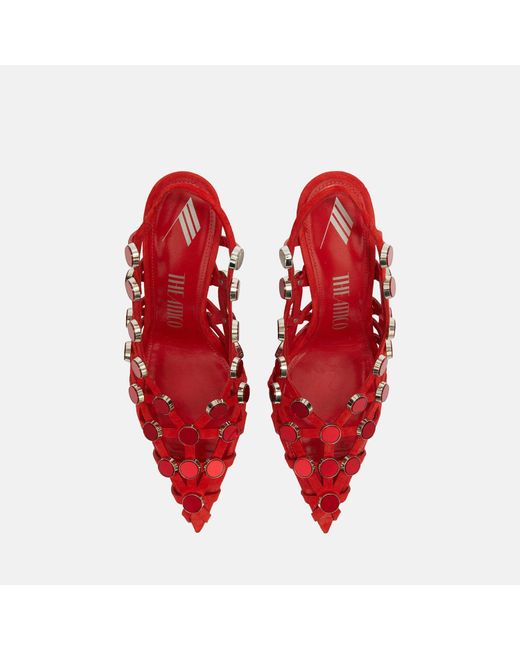The Attico Red Grid' Vibrant Slingback