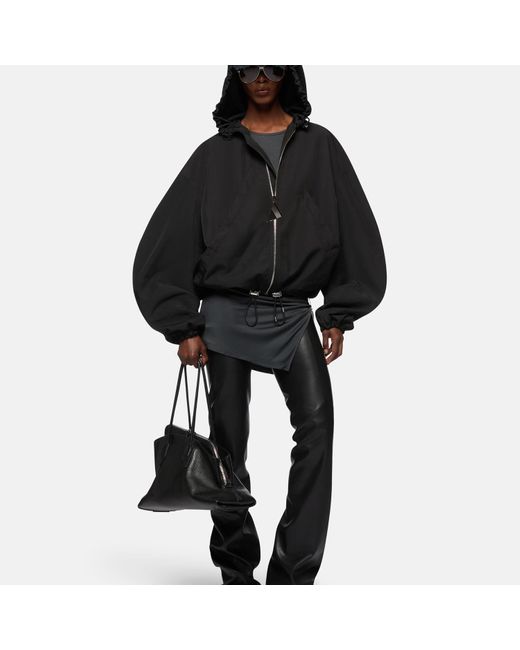 Giacca bomber con cappuccio in nylon nero di The Attico in Black