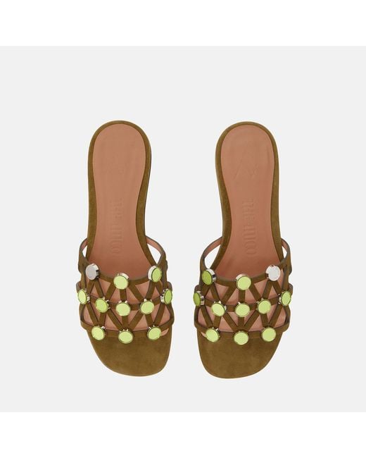The Attico Brown Grid' Slide Flat
