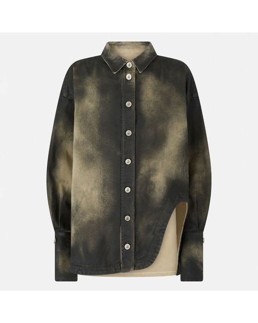 The Attico Green Faded Washed Canvas Short Coat
