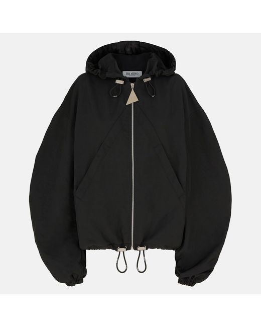 Giacca bomber con cappuccio in nylon nero di The Attico in Black