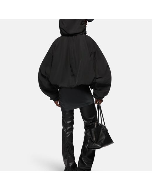 Giacca bomber con cappuccio in nylon nero di The Attico in Black