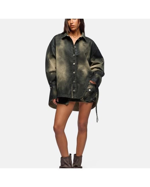 The Attico Green Faded Washed Canvas Short Coat