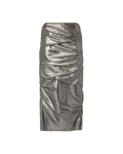 The Attico Metallic Silver Midi Skirt
