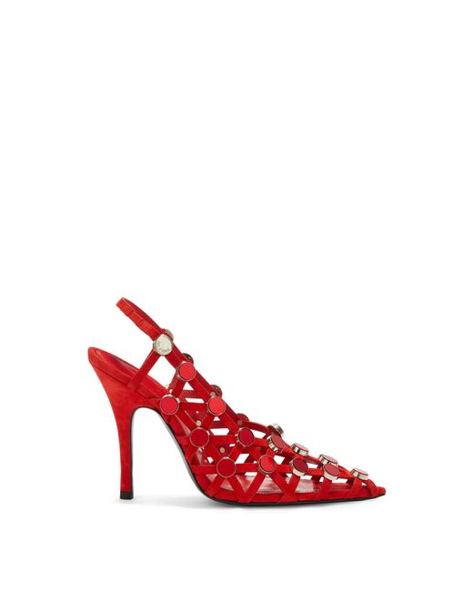 The Attico Red Grid' Vibrant Slingback