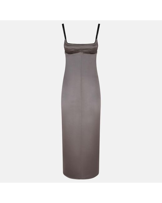 The Attico Gray Satin Midi Dress