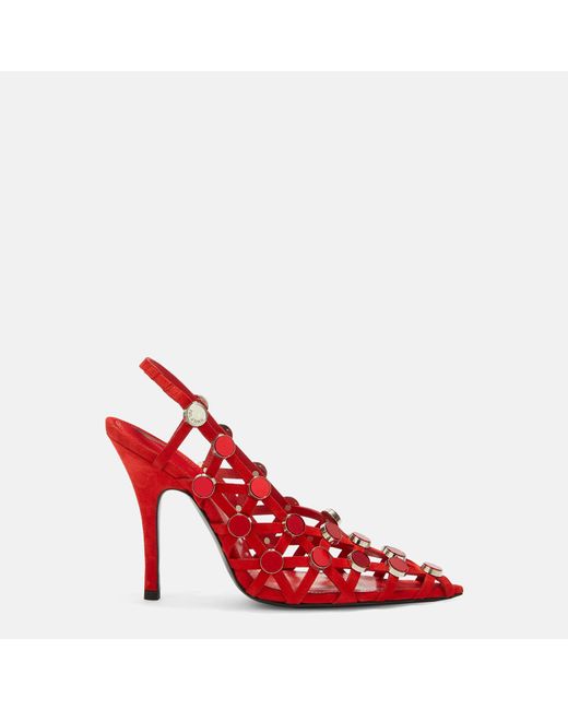 The Attico Red Grid' Vibrant Slingback