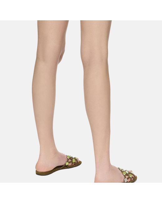 The Attico Brown Grid' Slide Flat