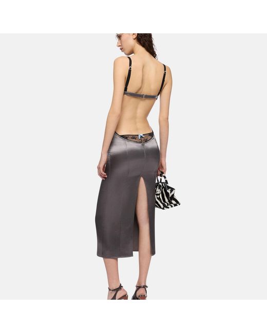 The Attico Gray Satin Midi Dress