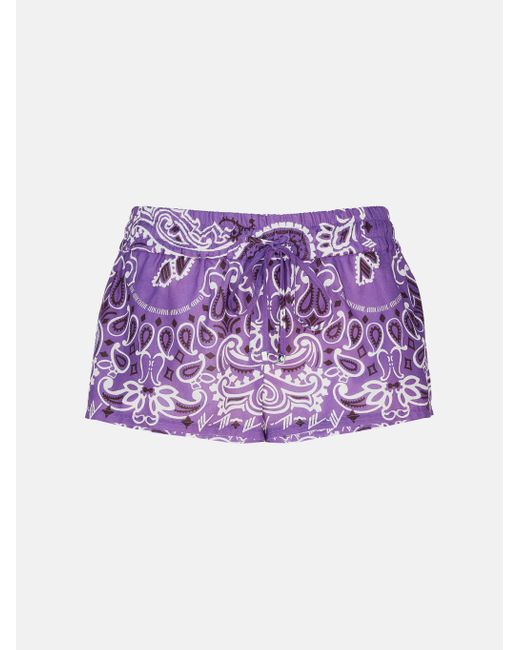 The Attico Purple Violet, Brown And White Short Pants