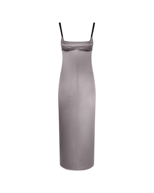 The Attico Gray Satin Midi Dress