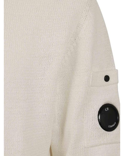 C P Company Natural Compact Cotton Zipped Cardigan for men