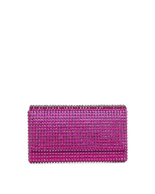 AMINA MUADDI Purple Fuchsia Clutch With Crystals