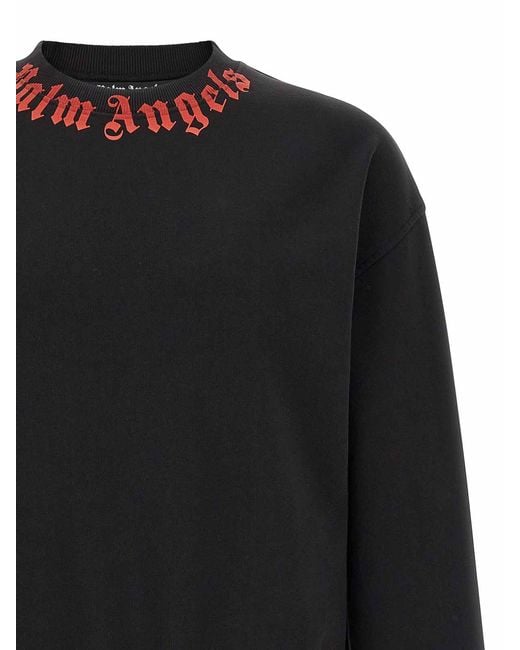 Palm Angels Black Neck Logo Sweatshirt for men