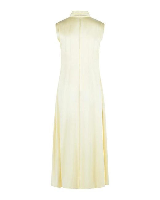 Jil Sander White Ivory Acetate And Viscose Dress