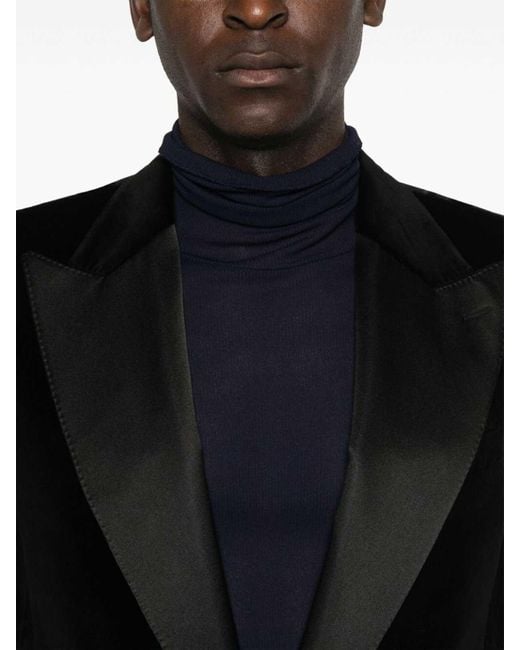 Dolce & Gabbana Black Velvet Peak Lapel Blazer for men