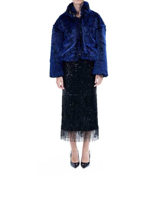 Just Cavalli Blue Fur Coat