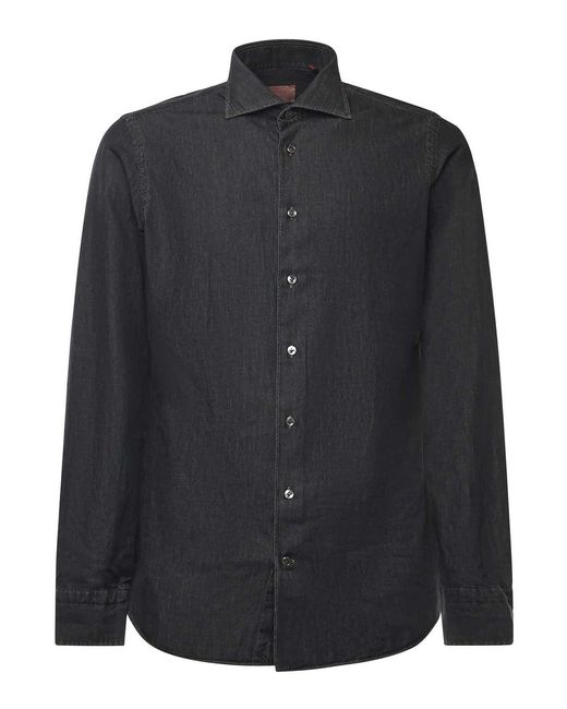 Borriello Black Cotton Denim Shirt for men