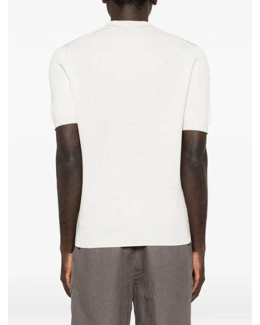 Brunello Cucinelli White Polo-Style Sweater for men