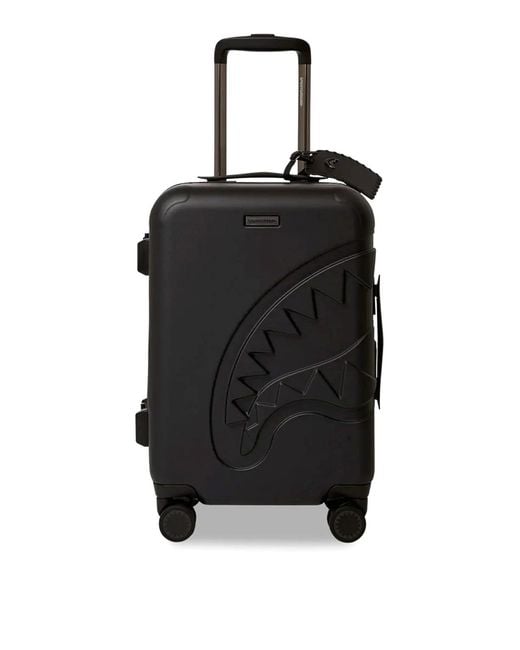 Sprayground Black Sharknautics Gunmetal Hardshell Luggage for men