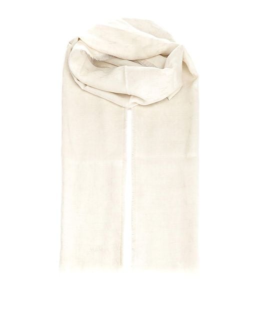 Max Mara White Monogram Wool Stole