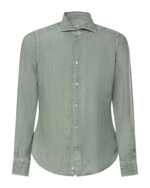 Eleventy Green Dandy Linen Shirt for men