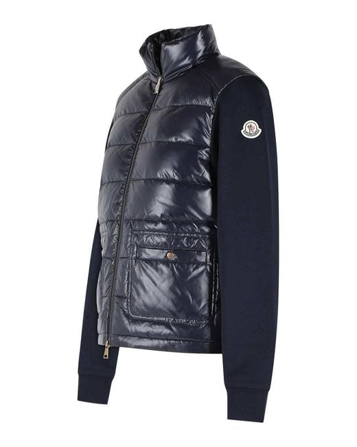 Moncler Blue Cotton Blend Padded Sweater