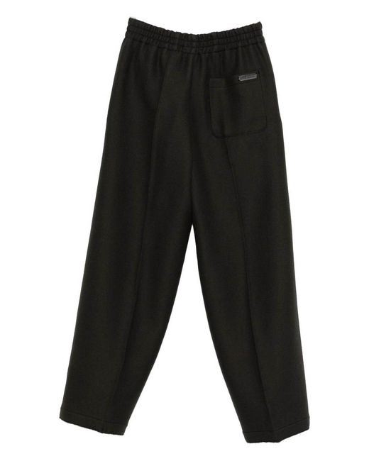 AMI Black Wool Wide-Leg Trousers