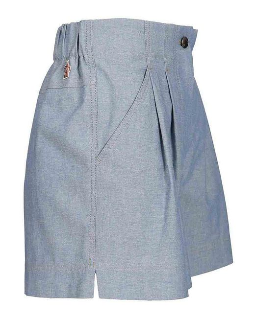 Moncler Blue Chambray Cotton Shorts