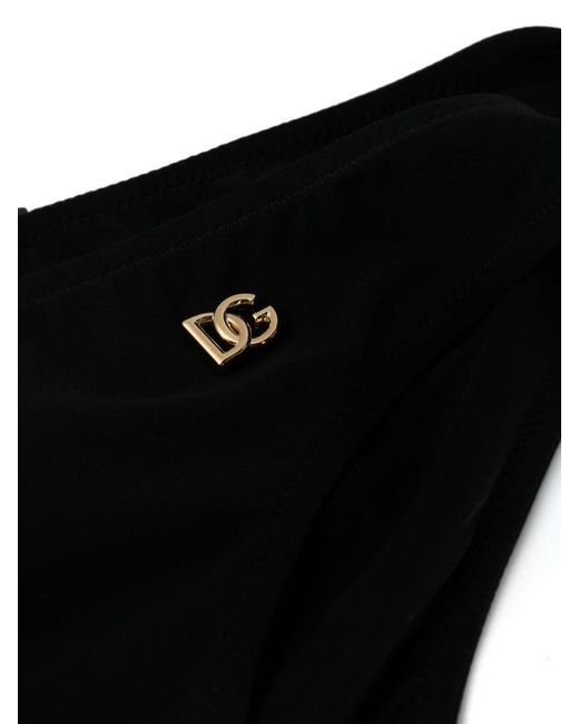 Dolce & Gabbana Black Bikini Bottoms With Logo Plaque