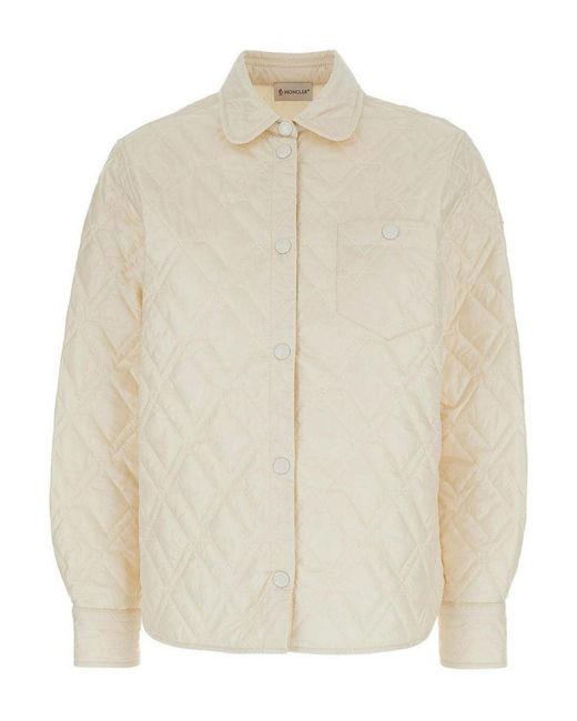 Moncler Natural Quilted Jacket With Buttons