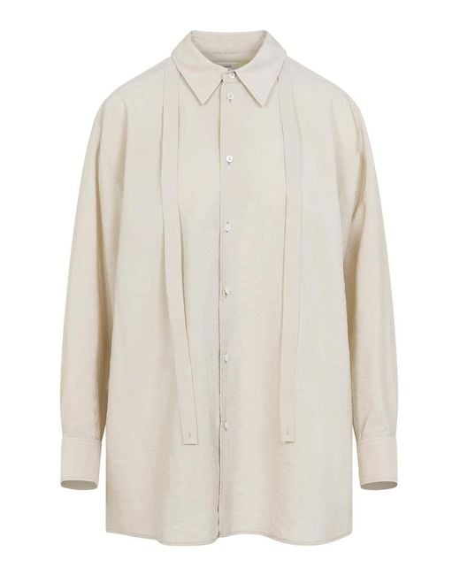 Lemaire White Long Shirt With Tie
