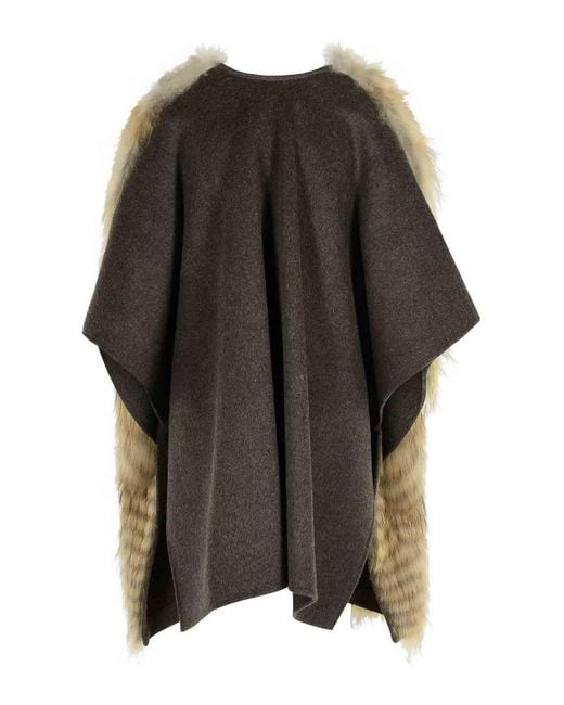 P.A.R.O.S.H. Brown Fur-Trimmed Wool Coat