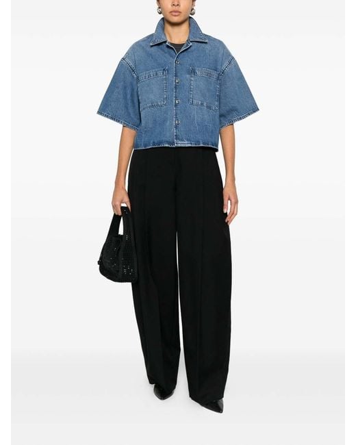 Alexander Wang Blue Denim Crop Shirt