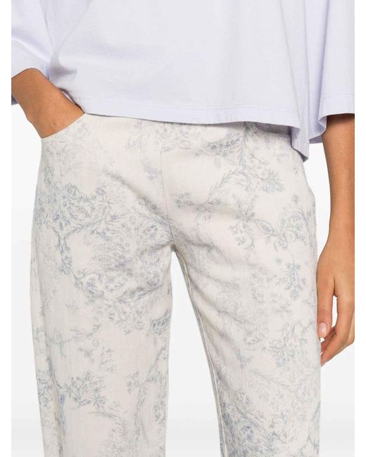 Forte_forte White Floral Printed 'My Pants' Trousers