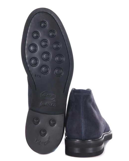 JEROLD WILTON Blue Suede Ankle Boots for men