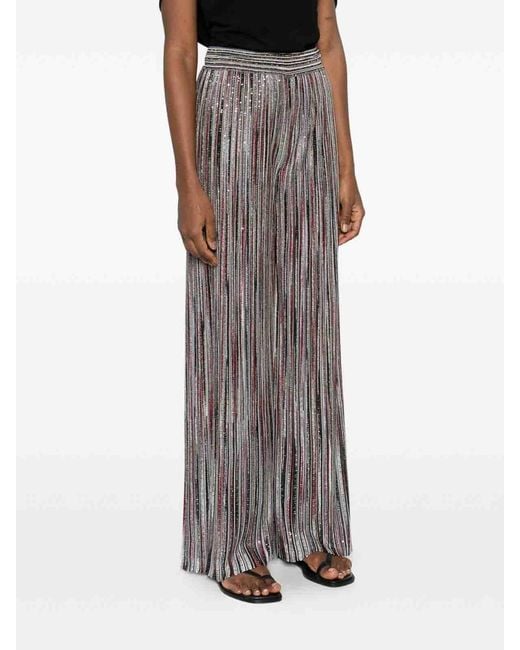 Missoni Gray Striped Wide-Leg Trousers