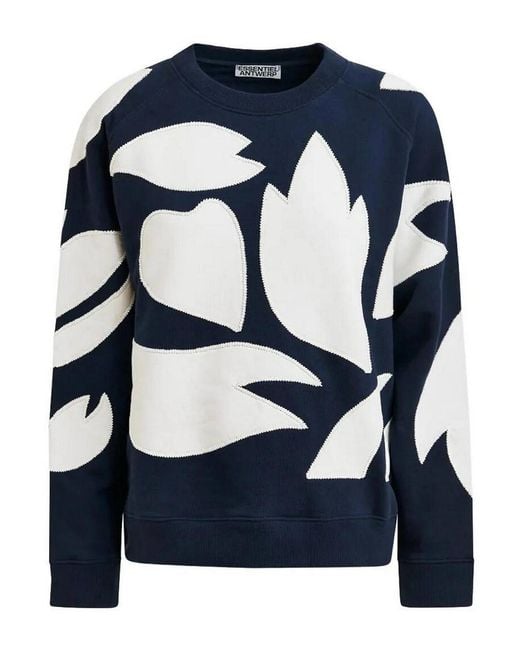Essentiel Antwerp Blue Jalways Embroidered Sweatshirt