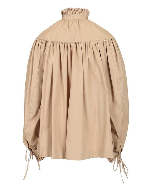 Dries Van Noten Natural Cotton Poplin Blouse With Ruffles
