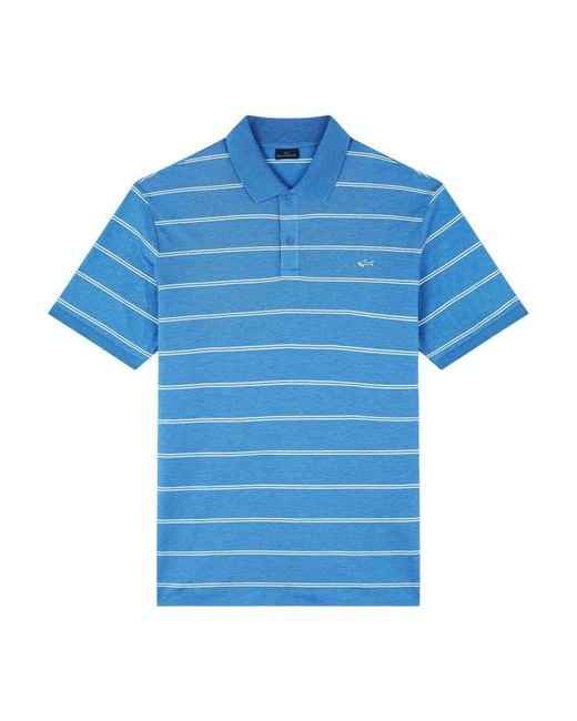 Paul & Shark Blue Double Pique Cotton Pole Lines for men