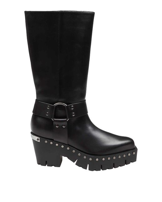 Jimmy Choo Black Leather Boot With Studs