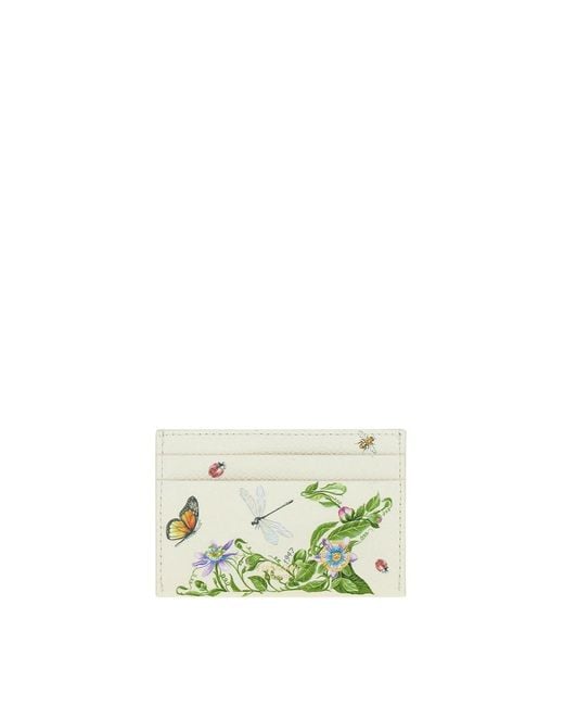 Ferragamo Metallic Gancini Card Holder With Floral Print