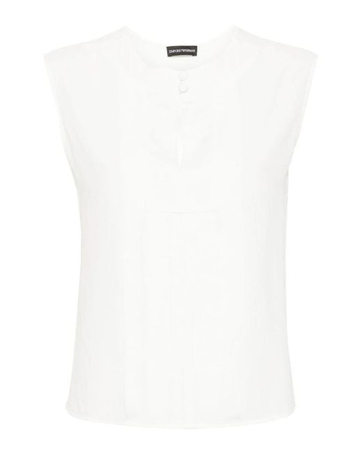 Emporio Armani White Crepe De Chine Top