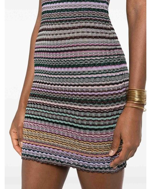 Missoni Gray Striped-Pattern Mini Dress